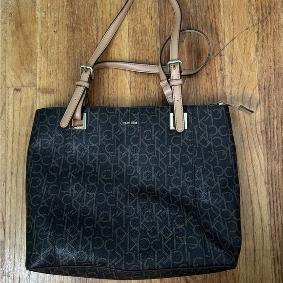 Calvin Klein Black and Brown Tote Bag - Picture 1 of 3